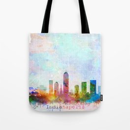Indianapolis Skyline Map Watercolor, Print by Zouzounio Art Tote Bag