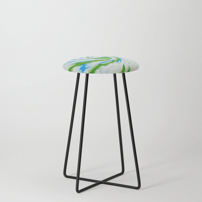 Groovy Green Blue Swirl Counter Stool