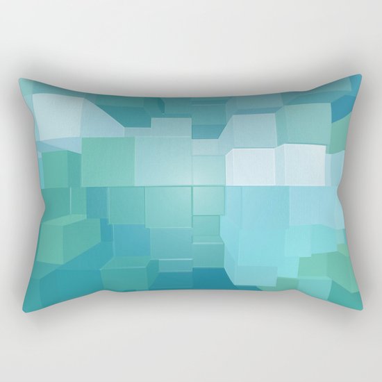 Blue and Green 3D Rectangular Pillow