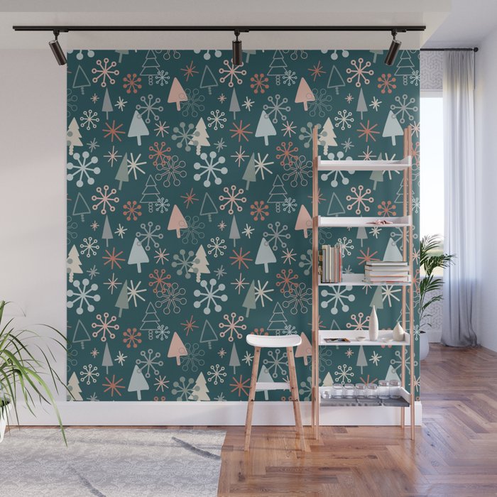 Boho Christmas Tree Pattern Wall Mural