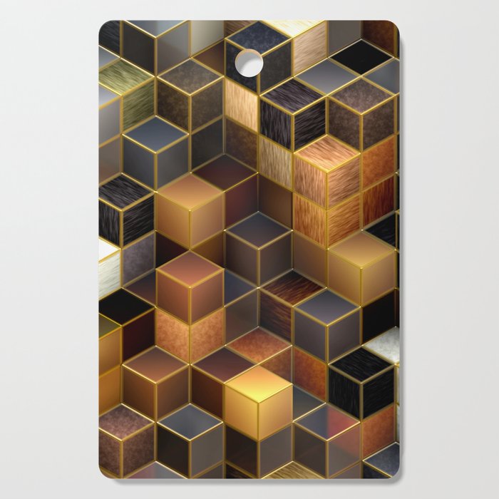 Cubes in Brown Cutting Board