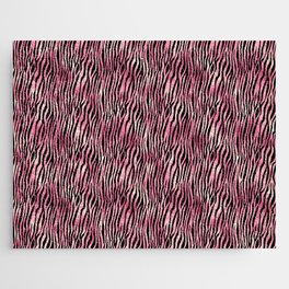 Pink Black Tiger Stripes Pattern Jigsaw Puzzle