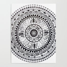 Mandala black and white Poster