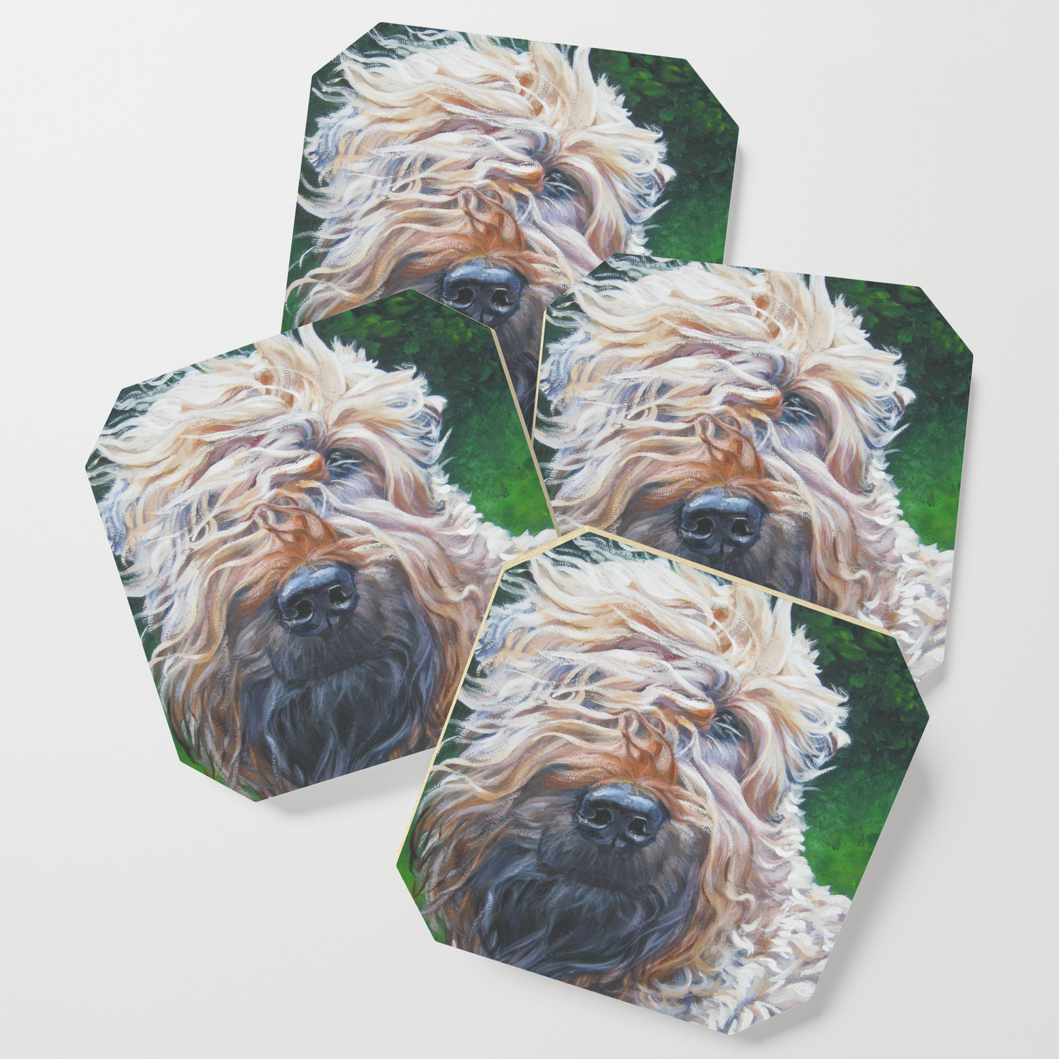 Soft Coated Wheaten Terrier From An Original Painting By L A Shepard Coaster By Thedoglover Society6