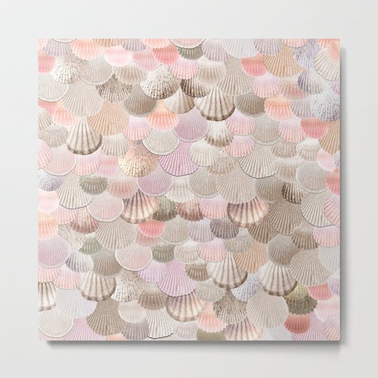 MERMAID SHELLS - CORAL ROSEGOLD Metal Print