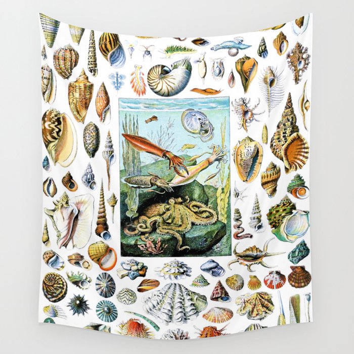 Adolphe Millot "Molluscs" Wall Tapestry