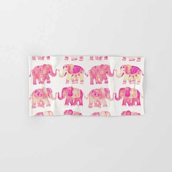 Pink Elephants Hand & Bath Towel