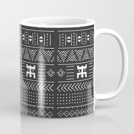 Black and white tribal ethnic pattern with geometric elements, traditional African mud cloth, tribal design, vintage illustration Coffee Mug