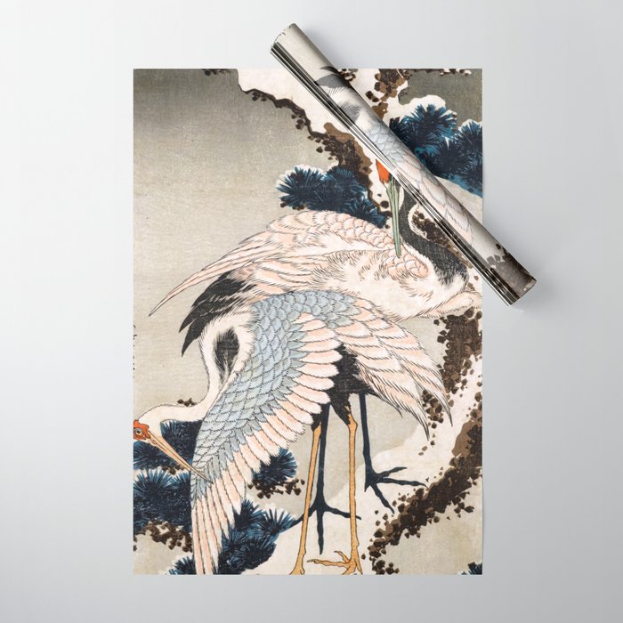 Katsushika Hokusai Two Cranes on a Pine Wrapping Paper