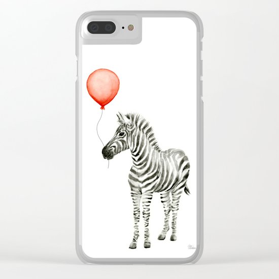 Baby Zebra Whimsical Animal with Red Balloon Nursery Art Clear iPhone Case