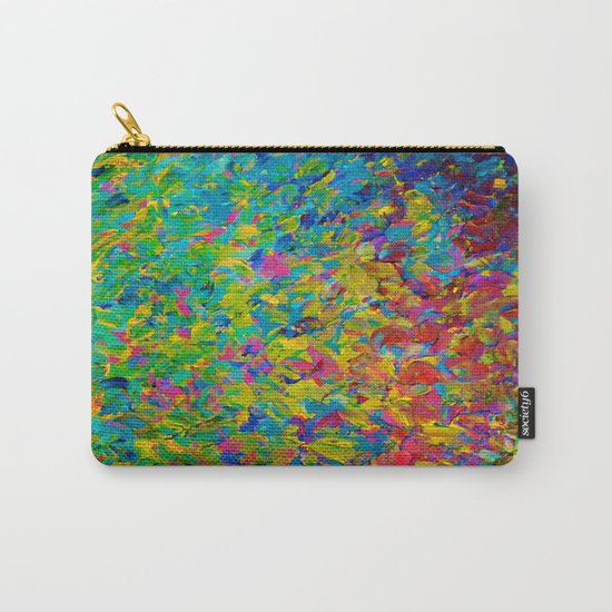 RAINBOW FIELDS - Colorful Abstract Acrylic Painting Ocean Waves Blue Teal Magenta Nature Fine Art Carry-All Pouch