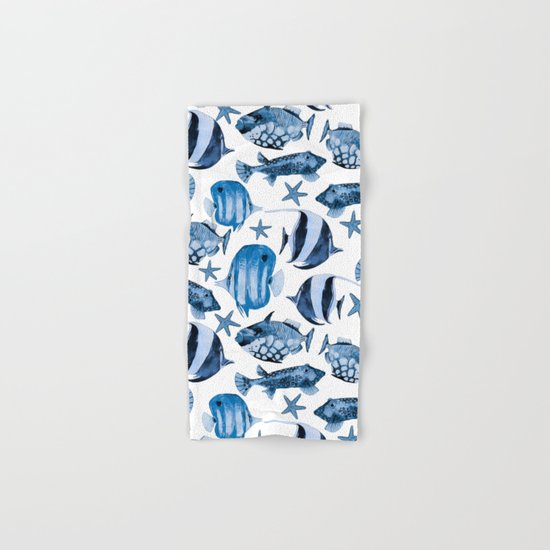 Fish underwater watercolor allover pattern Hand & Bath Towel