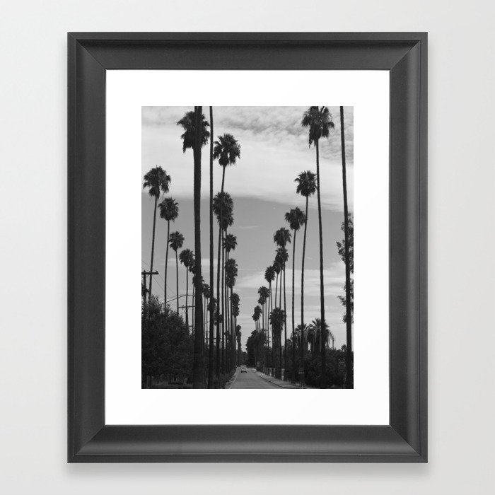 Vintage Black & White California Palm Trees Photo Framed Art Print