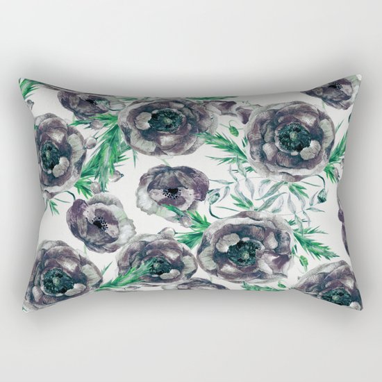 Black Poppies Rectangular Pillow