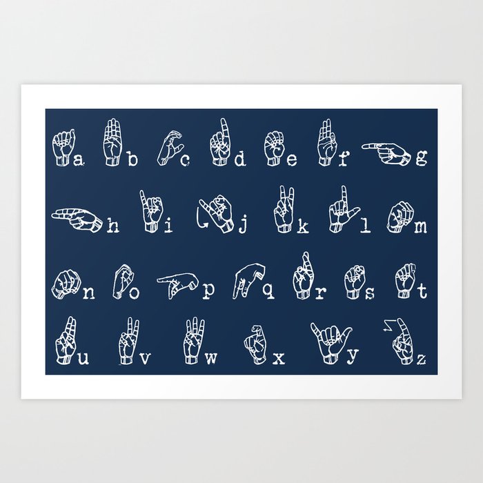 ASL Alphabet // Navy Art Print