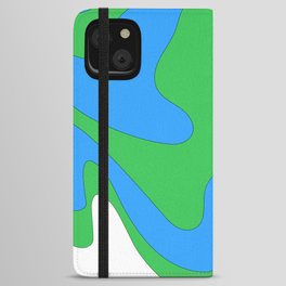 Liquid - Colorful Retro Fluid Summer Vibes Beach Design Rainbow Pattern in Green and Blue iPhone Wallet Case