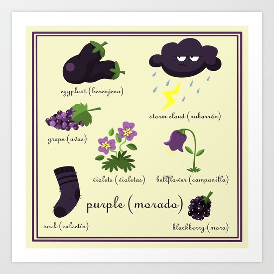 Colors: purple (Los colores: morado) Art Print