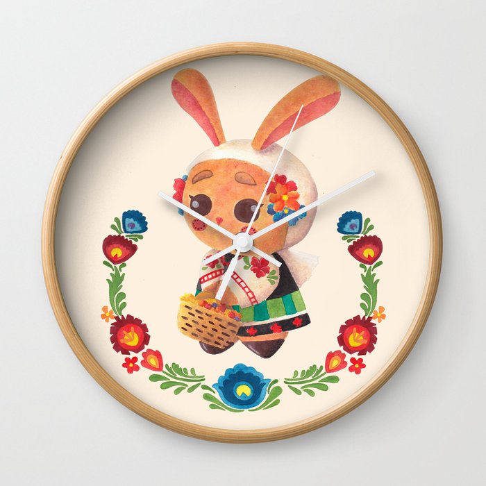 The Cute Bunny in Polish Costume Wall Clock