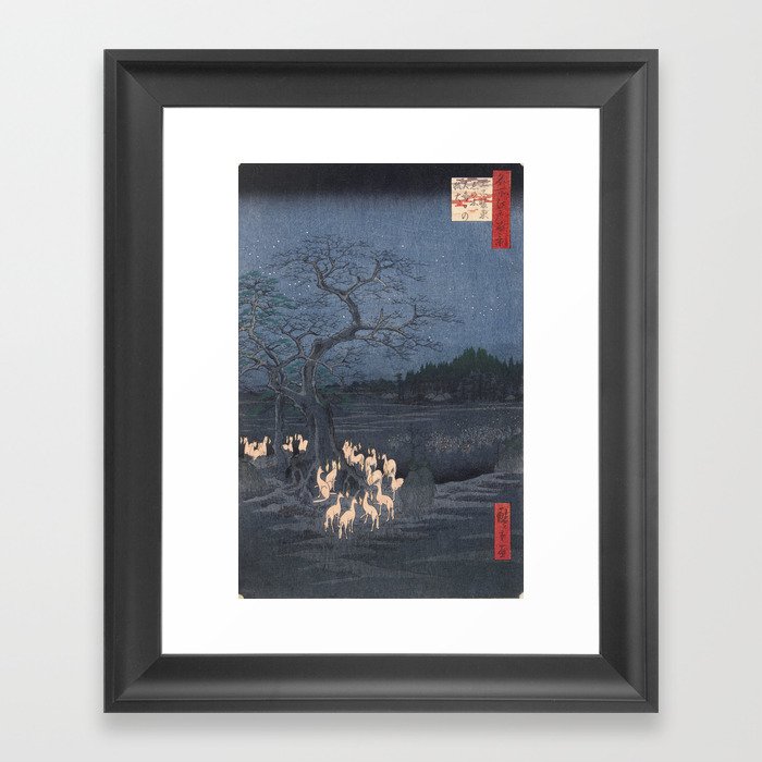 Utagawa Hiroshige - New Year's Eve Foxfires at the Changing Tree Framed Art Print
