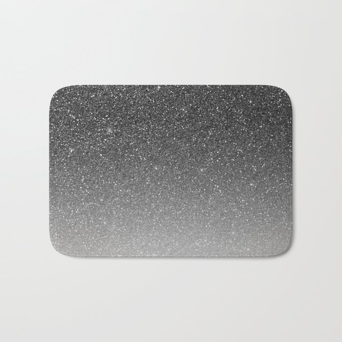 Elegant chic black silver gradient glitter Bath Mat