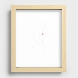 Nude Silhouette Line Drawing with Lilac Detail Recessed Framed Print