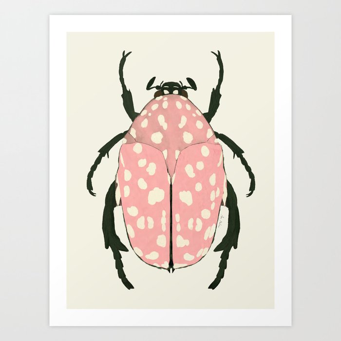  pink beetle insect Art Print