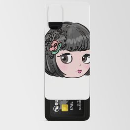 blythe doll face, black hair illustration Android Card Case