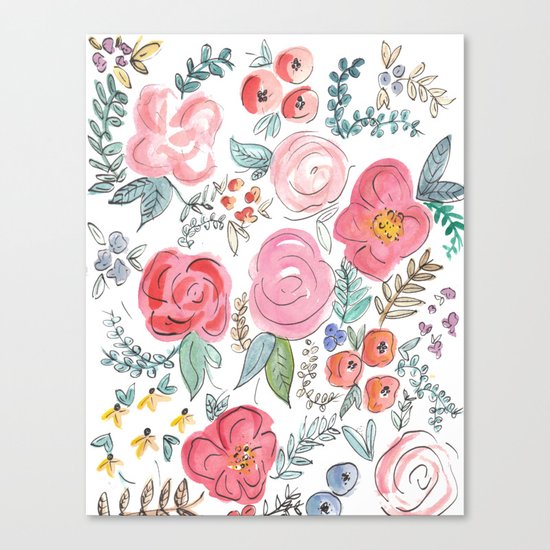Watercolor Floral Print Canvas Print