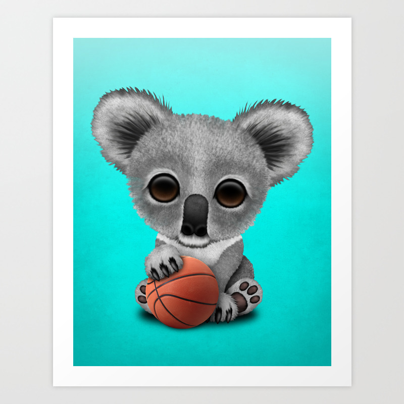 Cute Baby Koala Playing With Basketball Art Print By Jeffbartels Society6 Cute Baby Koala Playing With Basketball Art Print By Jeffbartels Society6