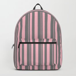 [ Thumbnail: Pink & Gray Colored Lines Pattern Backpack ]