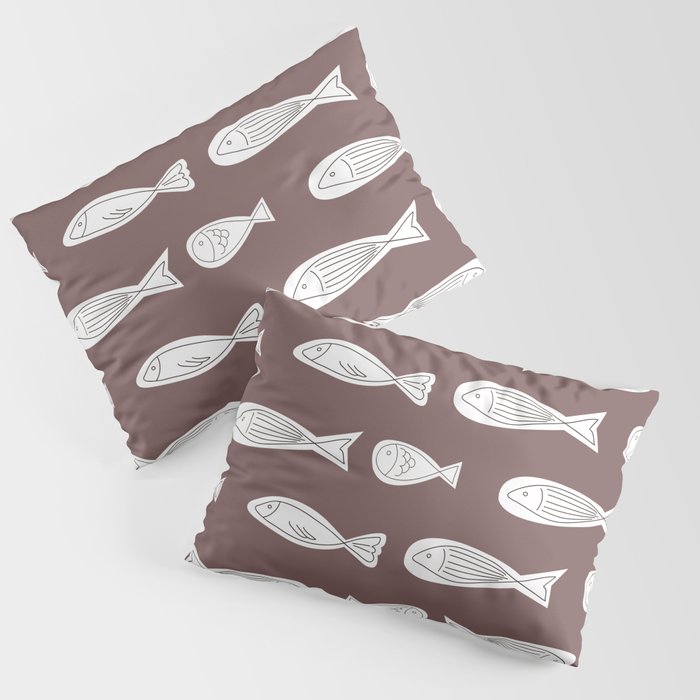 Little Fishes Pattern Russett Burgundy Background Pillow Sham