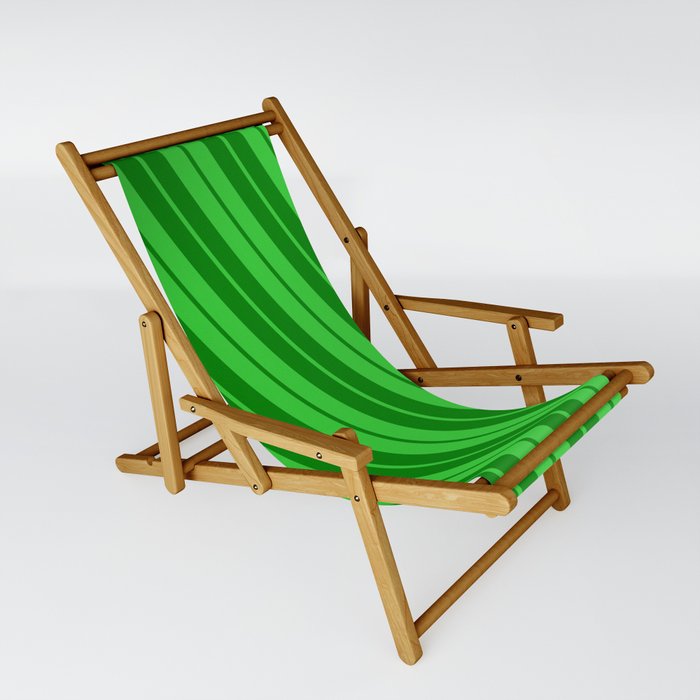 Lime Green and Green Colored Pattern of Stripes Sling Chair