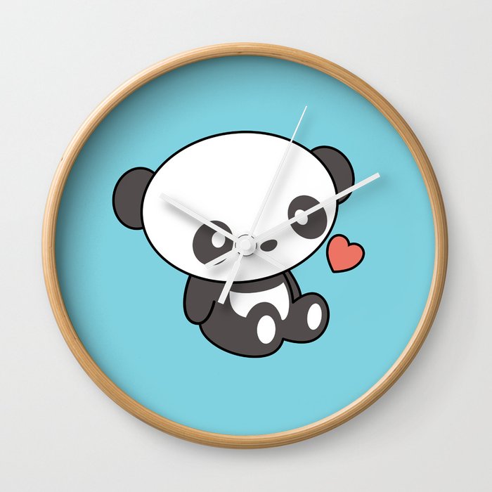Kawaii Cute Panda With Heart Wall Clock By Wordsberry Society6 - Cute Wall Clocks Kawaii Cute Panda With Heart Wall Clock By Wordsberry Society6 - Cute Wall Clocks