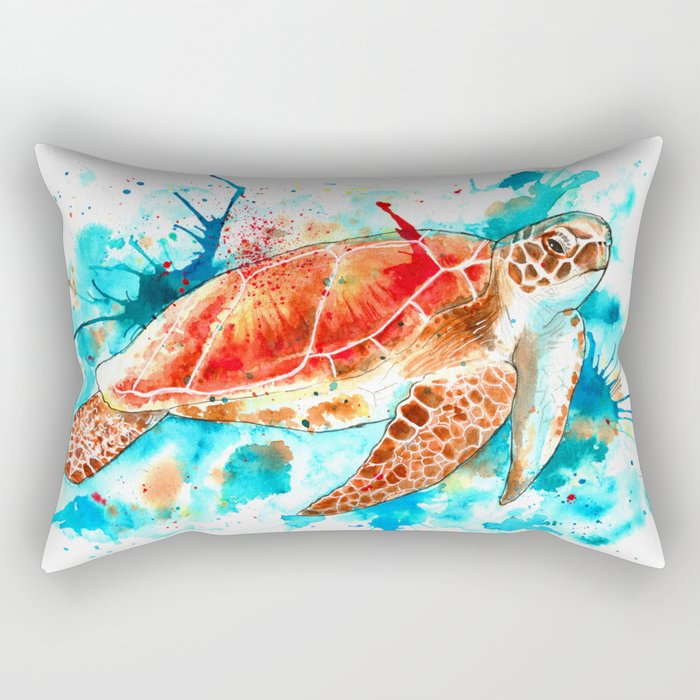 Beautiful Watercolour Turtle Rectangular Pillow
