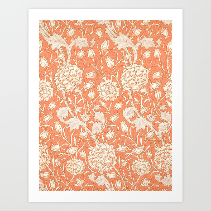 Wild Tulip Block Printed Wallpaper 1884 Art Print By