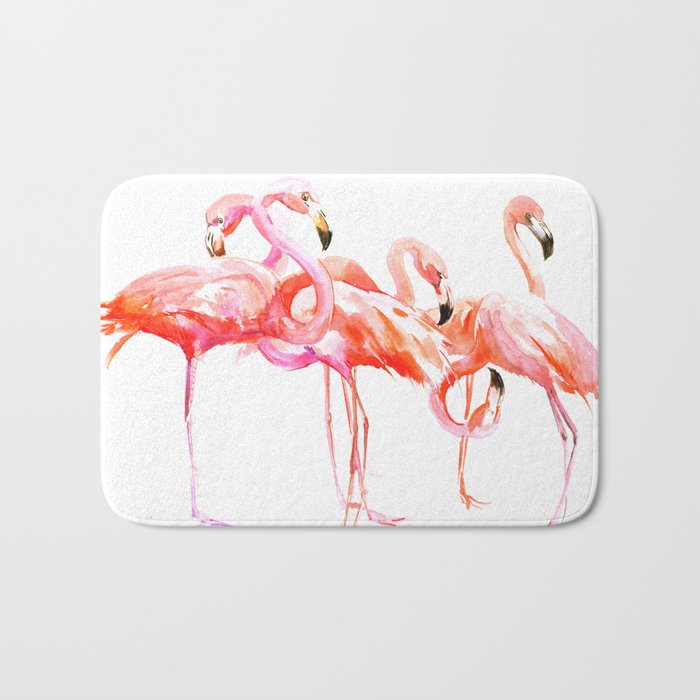 Flamingo design, flamingo art, flangos, pink flamingos bird design, Bath Mat