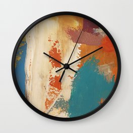 Rustic Orange Teal Abstract Wall Clock