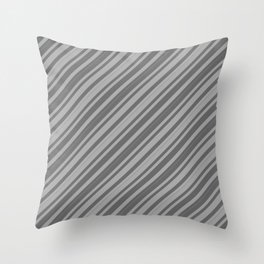 [ Thumbnail: Dark Grey and Dim Grey Colored Lined/Striped Pattern Throw Pillow ]