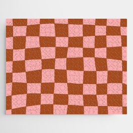 Hand Drawn Checkerboard Pattern (burnt orange/pink) Jigsaw Puzzle