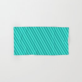 [ Thumbnail: Light Sea Green and Turquoise Colored Lines/Stripes Pattern Hand & Bath Towel ]