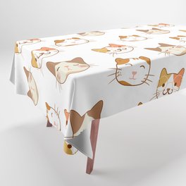 Cute Cat Faces Cat Lover Print Pattern Tablecloth