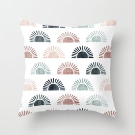 block print suns in multi muted Throw Pillow