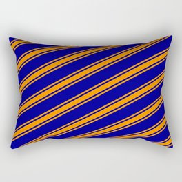[ Thumbnail: Dark Blue and Dark Orange Colored Lines/Stripes Pattern Rectangular Pillow ]