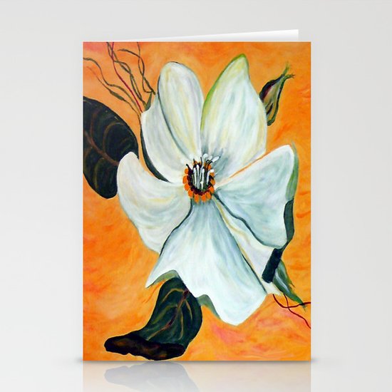 White Flower Stationery Cards