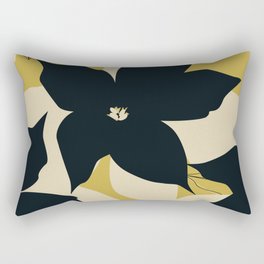 Leafy Floral, Black and Mustard Yellow Rectangular Pillow