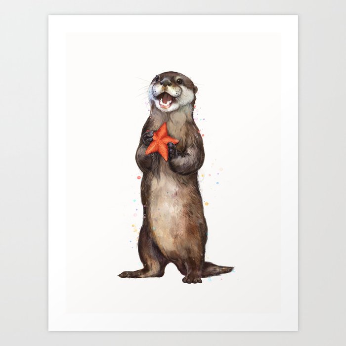 Otterly Delighted Otter Art Print