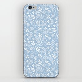 Pale Blue And White Eastern Floral Pattern iPhone Skin