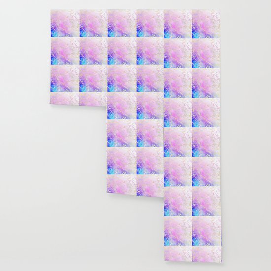 Modern Rainbow Glitter Marble On Nebula Watercolor Ombre Wallpaper