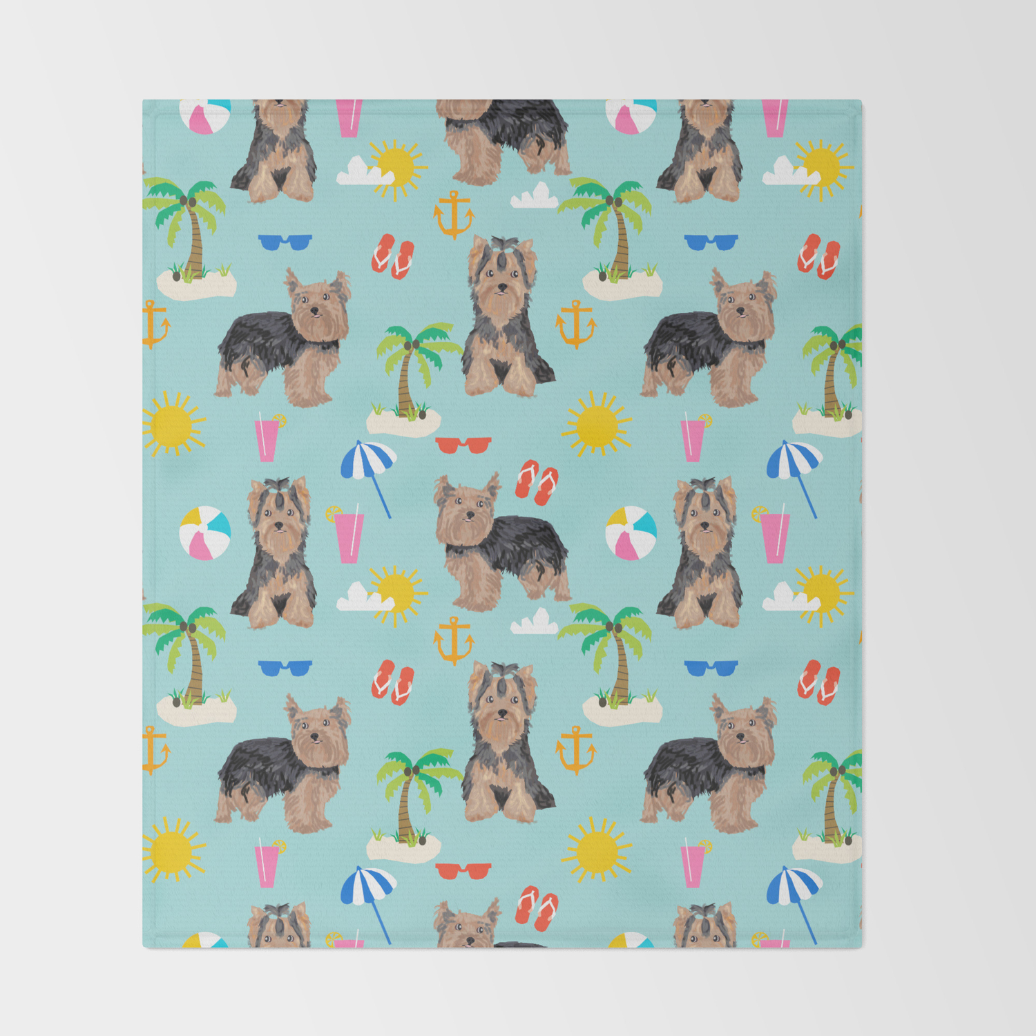 Yorkshire Terrier Dog Breed Pet Pattern Dog Art Pet Friendly Terriers Portrait Beach Summer Throw Blanket By Petfriendly Society6