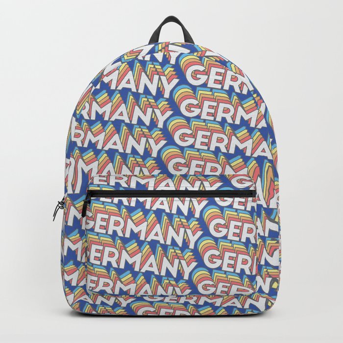 Germany Trendy Rainbow Text Pattern (Blue) Backpack